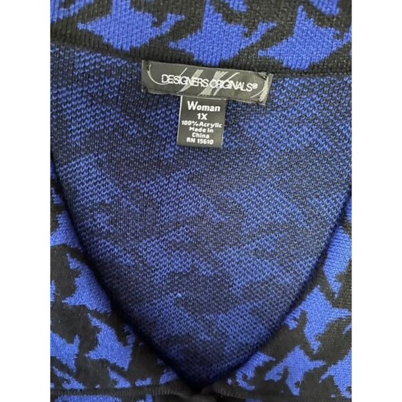 VTG Designers Original Women’s 1X Cardigan Sweater Jacket – Blue & Black Houndst - Picture 3 of 5